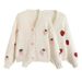 K Versatile Temperament V-neck Knitted Cardigan Fashionable, Gentle, Sweet, Three-dimensional Strawberry Short Sweater Jacket_ecoleips.com