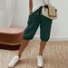 2025s Solid Color Cotton Linen Pocket Elastic Waist Five-Point Women's Casual Summer Shorts_ecoleips.com