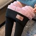 Plus Size Ultra Warm Fleece-Lined Leggings With High Waist & Leather Logo - Winter Thermal Tights For Women_ecoleips.com