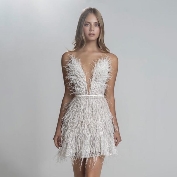 Women's Clothing Women's Sexy Backless Deep V Party Dress With Waist Feather Suspenders European Style Autumn Winter Fashion_ecoleips.com