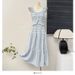Women's Spring Vacation Outfit Set Gentle Feminine Style Short Flutter Sleeve Camisole Top High Waisted Pleated Skirt_ecoleips.com