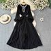 Women's Clothing Fashionable Elegant Socialite Ostrich Feather Cuffs Heavy Duty Rhinestone Studded Neckline European American Style Loose Long Skirt_ecoleips.com