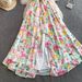 Women's Clothing Women's Style Floral Print Long Dress Off-Shoulder Ruffled Waist Full Skirt Sweet Temperament Date Dress For Spring And Autumn_ecoleips.com