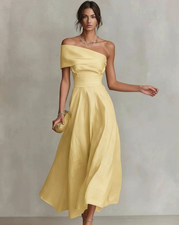 Women's Clothing Elegant Women's Solid Color Off-Shoulder Backless Slim Waist Dress New_ecoleips.com