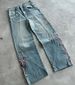European And American Plum Blossom Embroidery 2025 Autumn Denim Style Street Fashion Embroidered Straight Pants_ecoleips.com