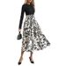 Autumn Casual Minimalist Style Semi-Turtleneck Print Panelled Long-Sleeved Dress_ecoleips.com