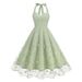 Elegant Fashionable Sleeveless Halter Dress Women's Gown Mesh Embroidery Cross Border E Commerce for Europe And America_ecoleips.com