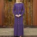 Modest Evening Dress Middle Eastern Abaya Dresses Solid Color Long Sleeve Muslim Women's Fashion Tie Up Button_ecoleips.com
