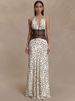 Mozision Polka Dot Backless Sexy Maxi Dress Women Gown Elegant Patchwork Lace Halter Deep V Neck Sleeveless Bodycon Club Dress_ecoleips.com