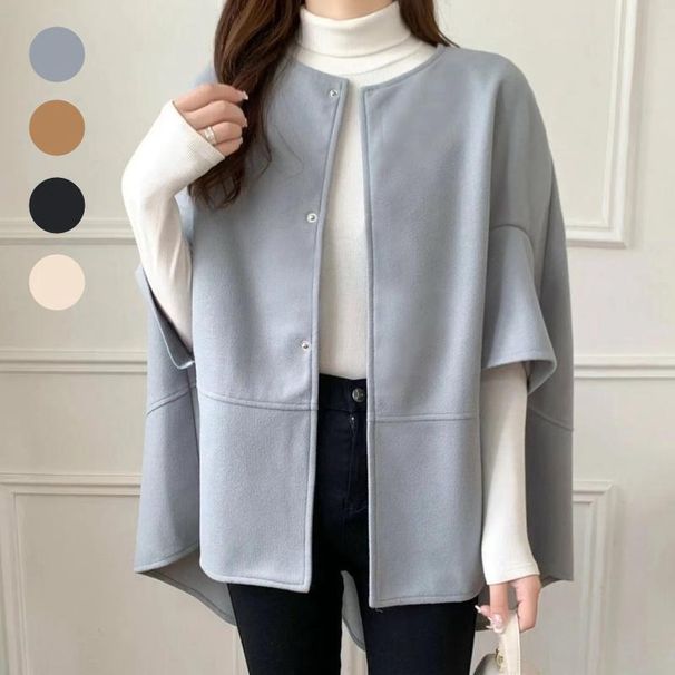 Women's Clothing Autumn And Winter New Style Coat For Women Cape Design Mid Length Cardigan Coat Plaid Tweed Coat 4 Colors_ecoleips.com