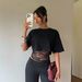 Summer Holiday Two Piece Lace Trimmed Slim Fit Hollow Out Sexy Short Sleeved Women's T Shirt Top_ecoleips.com