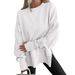2025 European Size Fashion Casual Round Neck Pullover Solid Color Loose Fit Sports Long Sleeve_ecoleips.com