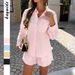 DiYun European American Casual Style Versatile Long-sleeve Shirt And Shorts Two-piece Women's Set 2026 Summer_ecoleips.com