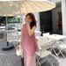 Elegant Women's Pleated Sleeveless Top Unique Design Round Neck T-Shirt Solid Color Fashion Irregular Fit_ecoleips.com