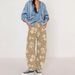 25 Fall/Winter New Y2K Women's Jeans Loose Wide-Leg Floral Print Cropped Pants Mid-Waist Denim_ecoleips.com