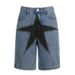 Women's Clothing Street Fashion Loose And Contrasting Five Pointed Star Patch Denim Pants_ecoleips.com