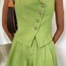 Women's Clothing Fashion Vest Solid Color Buttoned V Neck Shorts Two Piece Set_ecoleips.com