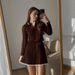 Autumn Women's Knit Dress With Turn-Down Collar, Loose Fit, Waist-Defined, Warm & Versatile Stretch Fabric_ecoleips.com