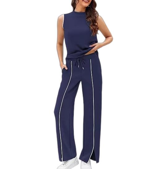 Women's Casual Sportswear Set Summer Style Sleeveless Vest Wide Leg Pants Two Piece Gym Workout Fitness Clothing_ecoleips.com