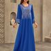 Women's Clothing Muslim Long Skirt Round Neck Hot Diamond Loose Dress_ecoleips.com