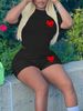 Summer Women's Casual Fashion Heart Print Loose T-shirt+shorts Two-piece Sportswear Suitable For Daily Wear-77_ecoleips.com