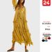 Women's Clothing Autumn U-Neck Ruffled Lace Patchwork Dress Style Full Skirt With Slit For Women For Formal & Casual For Women_ecoleips.com