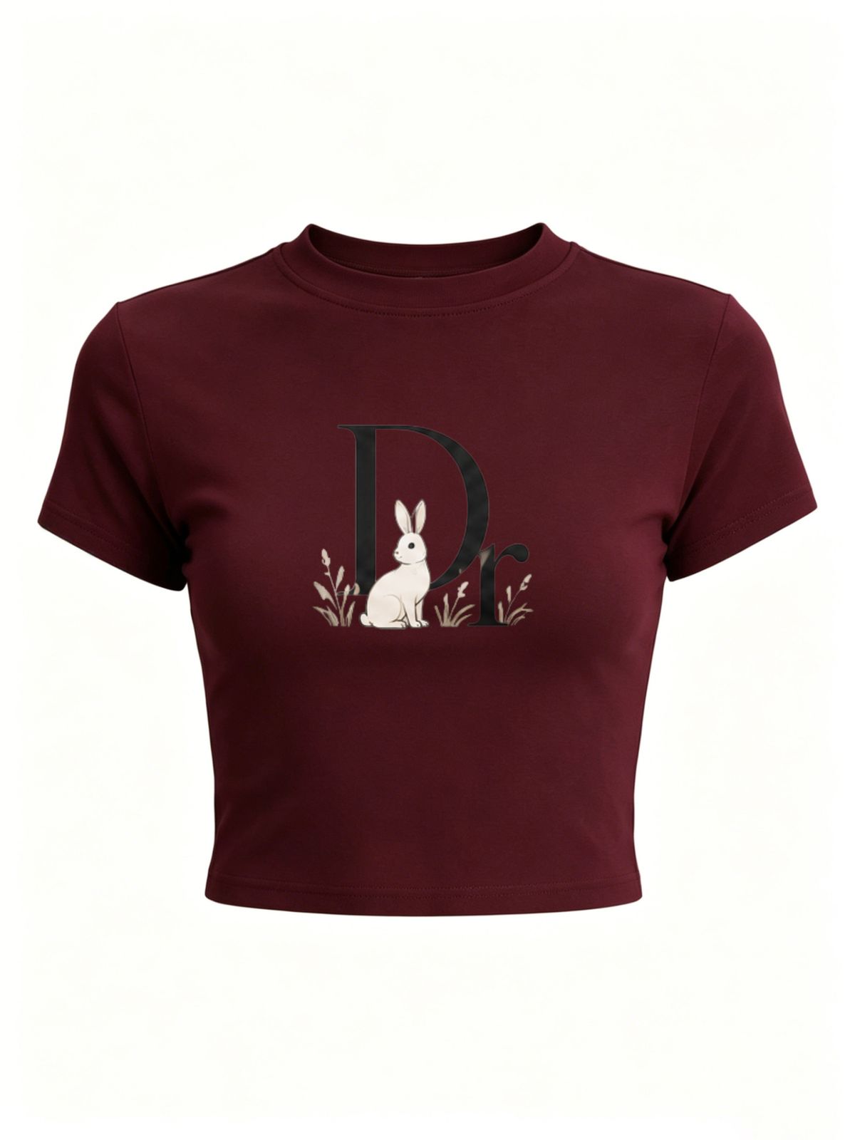 Women's Short Sleeve Slim Cropped T-Shirt, Three Color With"Dr." Letter Design, Casual Daily Wear_ecoleips.com