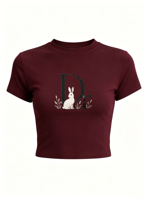 Women's Short Sleeve Slim Cropped T-Shirt, Three Color With"Dr." Letter Design, Casual Daily Wear_ecoleips.com
