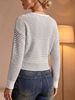 White Grey Stripe Wrap Tie Waist Pit Rib Knit Sweater, Loose Deep V Lightweight Breathable Soft Skin-touch Long Sleeve Pullover_ecoleips.com