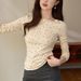 2025 #Selection Of Premium Products # Micro Rolled Edge Age Reducing Polka Dot T-Shirt For Women's Long Sleeved 2025 Autumn_ecoleips.com