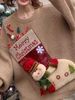 girl Cross-Border Loose Thickened Christmas Stocking Snowman Doll Pocket Decoration Red New Year Knitted Sweater For Women_ecoleips.com