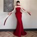 Luxury Strapless Red Mermaid Evening Gown For Brides Unique High-End Women's Party Wear For Wedding Receptions Engagement Parties And Banquets_ecoleips.com