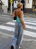 Weird Puss Hottie Backless Tank Top Women Sexy Cross Ruched Patchwork Sleeveless Stretch Wild Trend Midnight Street Club Vest_ecoleips.com