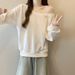 European American Style Solid Color Off-shoulder Long-sleeve Sweatshirt For Women, Autumn And Winter Korean Version,_ecoleips.com
