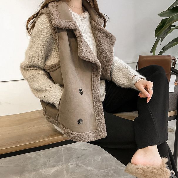 Women's Suede-Lined Shearling Vest Winter Sleeveless Puffer Gilet Casual Layering Piece (6 Sizes, 4 Neutral Colors – Black/Tan/Grey/Cream)_ecoleips.com