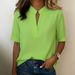 2026 Summer New Solid Color Casual Pullover Short-sleeved Shirt Women's Loose Large Size Shirt Women's_ecoleips.com