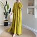 Women's Clothing Autumn Round Neck Long Sleeve Single Breasted High Waist Stitching Dress_ecoleips.com