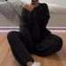 Women's Casual Knit Cardigan & Pants Set - Soft Long Sleeve Sweater Outfit For Fall & Spring (Black, Russet, Gray, Apricot) S/M/L/XL_ecoleips.com