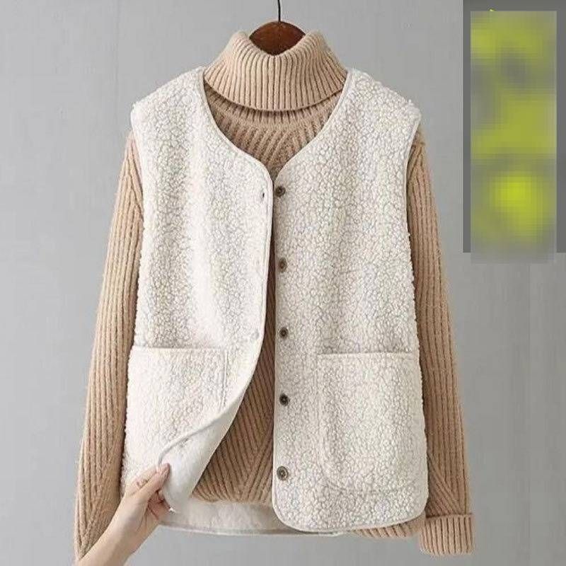 Women's Lambswool Vest Granular Fleece Lambswool Fashion Vest New Mother Plus Fleece_ecoleips.com