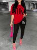 Women's Casual Loose Fashion OK Letter Pattern Print Loose T-shirt+shorts Two-piece Set Home Sportswear Daily Wear-449_ecoleips.com