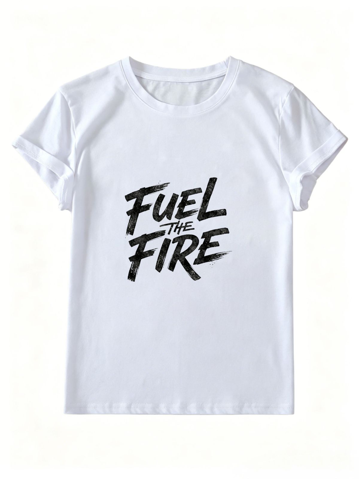 Women's Short-sleeved T-shirt With A "Full Power" Graphic Design, Perfect For Summer Casual And Stylish Streetwear._ecoleips.com