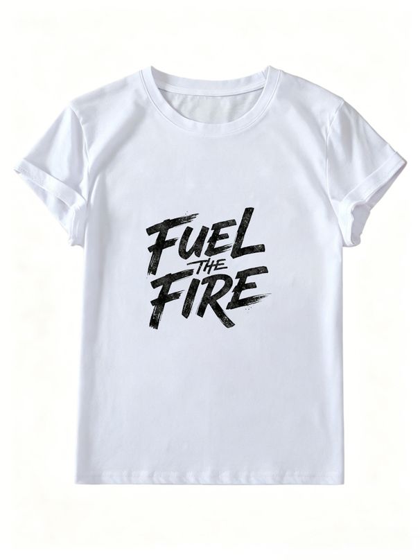 Women's Short-sleeved T-shirt With A "Full Power" Graphic Design, Perfect For Summer Casual And Stylish Streetwear._ecoleips.com