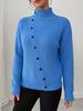 Vertical Rib Knit Sweater, Asymmetric Button Jumper_ecoleips.com