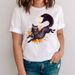European And American Cross-border Foreign Trade Clothing Cute Cartoon Fox Round-neck Printed Women's Short-sleeve_ecoleips.com