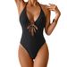 Aria Basics 2025 New European And American Hollow V-Neck Ring Sexy Spring Hot Girl One-Piece Bikini Swimsuit_ecoleips.com
