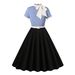 Women's Short Sleeved Dress Elegant Patchwork Bow Knot Slim Fit Style Summer New_ecoleips.com