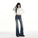 Yi Mengling's American-style Ultra-low-waist Micro-flare Jeans Women, Autumn And Winter Version, Slimming, Washed Blue,_ecoleips.com