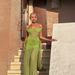 Women's Sexy Strapless Backless Long Mesh Dress European American Style Fashionable Bodycon Clothing Set with Gathered Slit_ecoleips.com