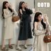 Autumn New Korean Fashion Vest + Cardigan Jacket Two-Piece Set Maternity Dress_ecoleips.com