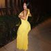 Summer European American Style Women's Sleeveless Backless V Neck Halter Neck Tie Elegant Ruffle Long Dress_ecoleips.com